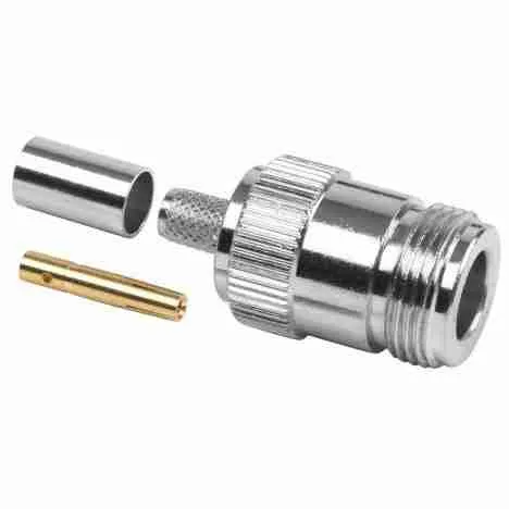 N-Female RF Connector Crimp/Solder Attachment – 50Ω Coax